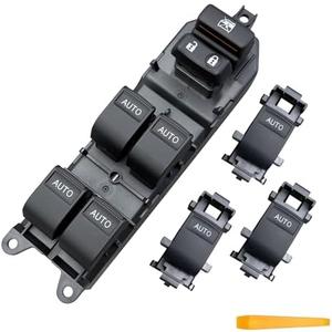 BELGEMAY Window Switch Assembly with 3 Single Switches & LED Backlight, Compatible with Toyota Tundra/Sequoia 2007-2021 Models (Driver Side + Passenger/Rear Doors) (Four-door one-button swifch, White)