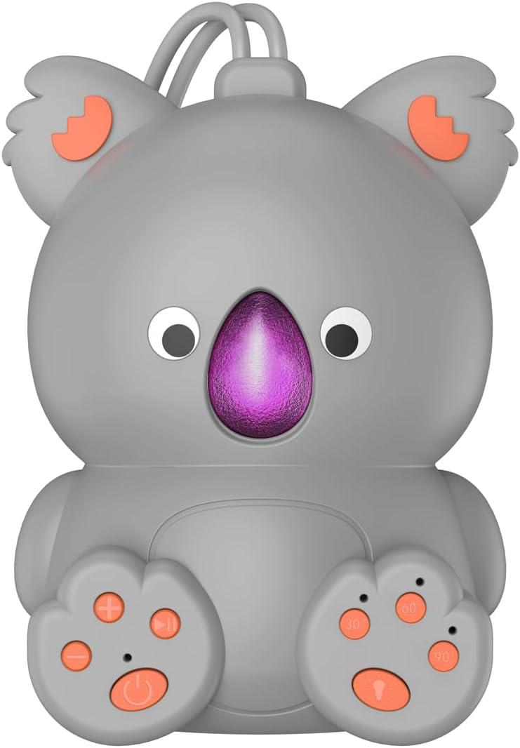 White Noise Machine for Baby with Bluetooth Speaker | Portable Baby Sound Machine Sleep Soother Music for Nursery & Travel, Soothing Lullabies Non-Looping Sounds, Timer, USB-C Rechargeable (grey-Large)