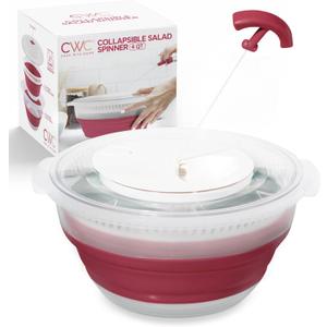 COOK WITH COLOR Collapsible Salad Spinner - 4 QT Space Saving Lettuce Dryer with Folding Collapsible Colander Great for Washing and Drying Fruit and Vegetables (Rose)