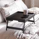 Fibogollo 2 Pack Bamboo Bed Tray Table with Folding Legs,Breakfast Trays,Serving Tray for Food and Snack,Laptop Trays for Working(Black)