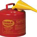 Eagle 5 Gallon Type I Red Safety Gas Can for Gasoline with Flame Arrester, Self-Closing Lid, and F-15 Funnel, Made in the USA, Galvanized Steel Flammable Storage Can, UI50FS