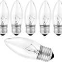 40 Watt Incandescent Light Bulbs,e26 Chandelier Bulbs, ge Light Bulbs 40 watt,Medium E26 Candelabra Base 40W Equivalent Incandescent Torpedo Tip Chandelier with Crystal Clear (6)