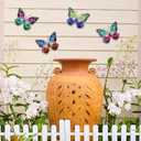 dreamskip 4 Pcs Metal Butterfly Wall Decor Art, Colorful Butterflies Outdoor Wall Art, Hand Craft Outdoor Garden Decor For Fence, Patio, Yard Decoration