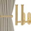 Yagoo 2 Pcs Adhesive Curtain HoldbacksScrew-in Curtain Tie Backs Curtain Holders Tiebacks Curtain Hooks for Wall Mounted Curtain Pull Backs for Home Decor Drapes (2, Gold)