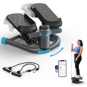 MERACH Mini Stepper for Exercise, Twist Stair Stepper 330LBS Capacity, Stepper Exercise Equipment with Resistance Bands for Full Body Workout at Home