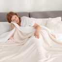 Berkshire Blanket-Sherpa Fleece Blanket, Warm and Soft Loftmink Reversible Blanket for Bed, Sofa and Travel, Cream, 90 in x 90 in (Full/Queen)