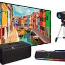 iLive Popup Theater Kit Bundle 2023 With HDMI Cord: 1080p HD Mini Projector, 120" Screen, Bluetooth Soundbar, 42" Tripod - Perfect for Home Cinema, Gaming & Outdoor Movies