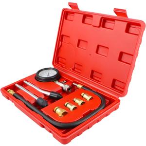 8 PCS Professional Petrol Gas Engine Cylinder Compression Tester Gauge Kit Auto Tool, for Automotive Gasoline Petrol Gas Engine Diagnostic HW0130