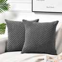 Fancy Homi 2 Packs Dark Gray Decorative Throw Pillow Covers 18x18 Inch for Couch Bed Sofa, Modern Farmhouse Boho Home Decor, Soft Cute Plush Grey Corduroy Striped Cushion Case 45x45 CM