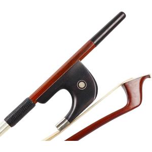 Brazilwood Upright Double Bass Bow High-Handle with Horsehair, Silver-wrappe and Black Leather Well Balanced Loudfor Beginner Strong and Great Bounce Warm Clear Tone (4/4size18, brown15)