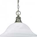 NUVO 60/390 One Light Pendant, Brushed Nickel/Alabaster Glass, 16 in.