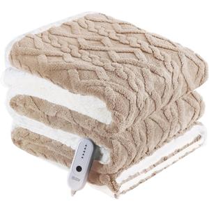 Electric Heated Blanket, 3D Pattern Design, Twin Size Sherpa Super Cozy Heated Blanket with 5 Heating Levels & 10 Hours Auto Off, Beige (Twin-62"x84")