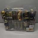 SHareconn 145pcs Christmas Balls Ornaments Set, Shatterproof Plastic Baubles Snowflakes, Stars and Tree Topper for Xmas Tree Holiday Wedding Party Decorations with Hanging Strings,Light Gold and Black