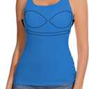 ANYFITTING Tank Tops with Built in Bras Padded Sewn in Camisole Wide Adjustable Strap Basic Undershirt Sleeveless Shirt Top (XX-Large, Blue)