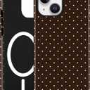 Magnetic Polka Dot Phone Case for iPhone 13/14, Compatible with MagSafe, Cute Brown Polka Dots Aesthetic Soft TPU and Hard PC Shockproof Protective Phone Cover for Women Girls-Shiny