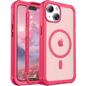 jaroco Magnetic for iPhone 14 Case, [Compatible with MagSafe][Military Grade Drop Protection][Heavy Duty Protection][Non-Slip][Shockproof] 2-Layer Durable Bumper Phone Case 6.1''-Rose
