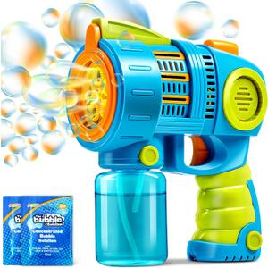Sloosh Kids Bubble Gun Machine with Refill Solution, 2 in 1 Automatic Bubble Maker Guns for Toddlers 1-3 Kids 4-8, Outdoor Toy, Adults, Party, Easter, Gift