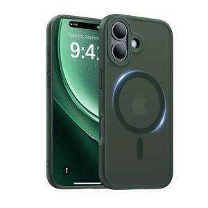 Magnetic for iPhone 17 Case, [Anti-Slip] [Compatible with MagSafe] [Military Grade Drop Protection] Shockproof Protective Translucent Matte Phone Case for iPhone 17 Case, Forest Green