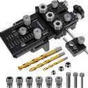 GOINGMAKE Dowel Jig Kit with Quick Positive Stop and Clamp, Adjustable Doweling Jig for Drill 1/4, 3/8 and 1/2 Inch Accurate Straight Dowel Holes, Fit Any Thickness Wood Joints, for Cabinet, Furniture