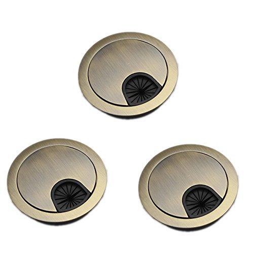 3Psc Desk Grommet,Cable Cord Hole Cover for Home and Office,Metal Zinc Alloy Materilal (Bronze, 2 Inchs)