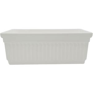 The HC Companies Venetian Window Planter Box w/Drain Plug - Long Planter Box for Windowsills, Balconies & More - Plastic Large Rectangular Outdoor Planters for Herbs & Flowers (30" White, Pack of 1)