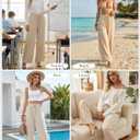 Womens Linen Wide Leg Pants Khaki, Beach Cover Up Palazzo Pant with Pocket, Summer Casual Pant for Travel Teacher (XL)
