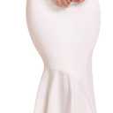 Parthea Women One Shoulder Long Sleeve Ruched Bodycon Midi Dress Fall Wedding Guest Elegant Cocktail Party Gown (White, M)