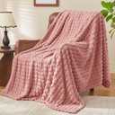 BEDELITE Dusty Pink Throw Blanket for Couch - Super Soft Lightweight 3D Checkered Fluffy Fuzzy Fleece Blanket, Luxurious Plush Cozy Blanket for Room Home Decor, 50x60 inches