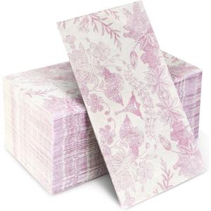 100 pack Pink Floral Guest Hand Towels Disposable for BathroomPink Floral Paper Napkins Decorative Spring Flowers Napkins for Bathroom Toilet Powder Room Holiday Wedding Bridal Shower (7.8*4.3)