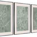 3Pcs Sage Green Botanical Wall Art Line Drawing Floral Canvas Poster Prints Modern Abstract Minimalist Picture Neutral Boho Artwork Simple Painting Wall Decor for Living Room Bedroom 12x16in Unframed