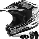 XFMT Youth Dirt Bike Helmet DOT Approved Kids Full Face Motocross Helmets, X-Large (Black, XL)