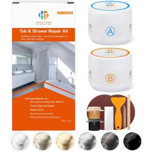 Tub, Tile and Shower Repair Kit (Color Match), 3.7oz Fiberglass Repair Kit, Porcelain Repair Kit White/Almond/Black/Bone/Bisque/Biscuit/Grey/Cream/Off White/Beige, Odorless Bathtub Paint