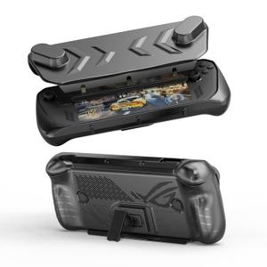 JOYTORN Full Protective Case Cover Compatible with ASUS Rog Ally X(2024), Rog Ally X Case with Detachable Front Shell,Back Case-Frosted Handheld Design with Tempered Glass Screen Protector-Black