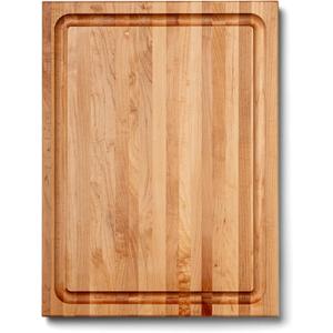 John Boos CB Series Rectangular Wooden Maple Cutting Board 24x18 1.5 Thick, 18-lb Reversible Butcher Block with Juice Groove, Edge-Grain & Finger Grips Made in the USA