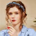 Pink Rhinestones Headbands for Women Girl Crystal Beaded Hairbands Baroque Thin Hair Hoops Bejeweled Headband for Womens Hair (Blue Type 1)
