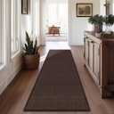 GOYLSER Non Slip Carpet Runners for Hallway, Absorbent Laundry Room Rug Runner Non Slip Washable,10ft Natural Jute Long Kitchen Mat Runner, Deep Brown