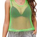 Avidlove Women Camisole Tank Tops Fishnet See Through Cover Up Y2K Sheer Tank Shirt XL