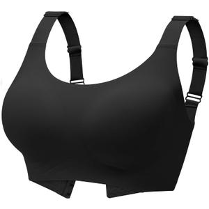 Gailife Womens Wireless Push Up Bras for Women No Underwire Seamless Full Coverage Supportive T Shirt Everyday Bras (Large, U Neck - Black)
