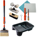 PinStone 13pcs Deck Stain Brush Kit - 7" Adjustable Deck Stain Brush, 9" Lambskin Applicator with Refill Pads, 9" Scrub Brush, 10" Paint Tray, 2-3ft Extension Pole for Staining Wood, Masonry, Floors