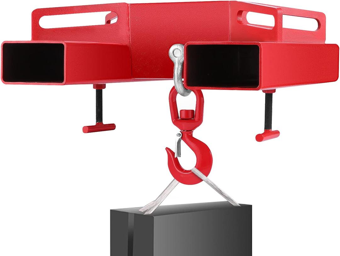 VEVOR Forklift Lifting Hook, 6600lbs Capacity Forklift Lifting Hoist, Red Forklift Mobile Crane with Swivel Hook and Two Large T-Screws, Hook Forklift Lifting Hoist, Fork Lifting Attachment