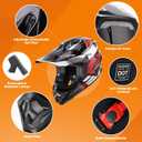 OUMURS DOT Adult ATV Dirt Bike Helmet with Goggles Gloves & Mask Adjustable Sun Visor Motorcycle Adults Helmet Off-Road Motocross Downhill Moped MX for Unisex-Adult-Victory Red, XL