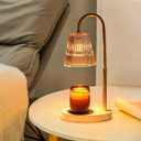 LIDORE Candle Warmer, Candle Warmer Lamp with Timer, Wooden Base Golden Glass, Gift for Mothers Day Valentines Day Christmas New Year, Home Decor, with 2 GU10 Bulbs (No USB)