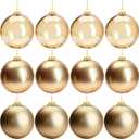 Halloscume 12 Pcs 3.15'' Christmas Ball Ornaments Clear Matte Shiny Hanging Christmas Baubles Plastic Ornament Ball for Xmas Tree Decoration Wedding Holiday Party Gift Home Decor(Champagne)