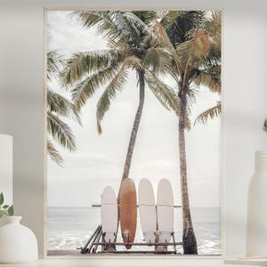 Beach Coastal Canvas Wall Art Beach Landscape Prints Beach Surfboard Pictures Wall Decor Beach Palm Tree Poster Boho Beach Wall Art Beach Surf Prints Surf Artwork Coastal Landscape Painting No Frame (24L" x 16W")