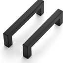 Ravinte 3 Pack 4 Inch Kitchen Square Cabinet Handles Matte Black Cabinet Pulls Black Drawer Pulls Cupboard Hardware Kitchen Handles (4-1/2 Inch (4 Inch Hole Center))