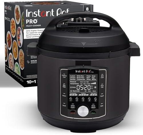 Amazon.com: Instant Pot Pro (8 QT) 10-in-1 Pressure Cooker, Slow Cooker, Rice/Grain Cooker, Steamer, Saut, Sous Vide, Yogurt Maker, Sterilizer, and Warmer, Includes App With Over 800 Recipes, Black: Home & Kitchen
