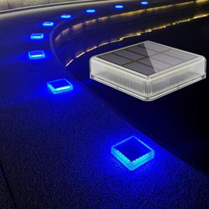 Lacasa 4-Pack Solar Dock Lights - Marine Blue Square LED Garden Deck Step Lights - Solar Powered, Dusk to Dawn for Yard Patio Pathway
