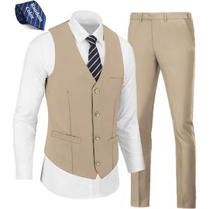 Mens Suits Vest Pants Set 2 Pieces Slim Fit Wedding Groomsmen Suit for Men Formal (X-Large, Champagne)