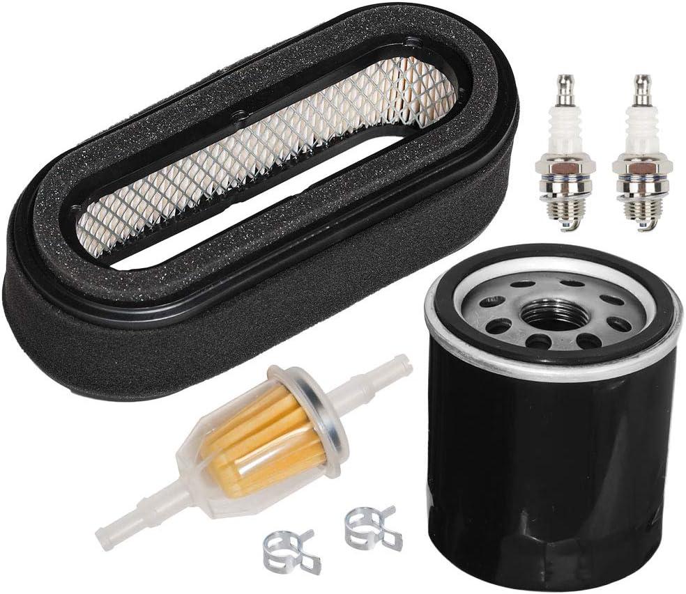 HIFROM 11013-2205 Air Filter Pre Filter 49065-7010 Oil Filter Fuel Filter Spark Plug Kit Compatible with Kawasaki FD590V John Deere 285 320 345 Gx345 Lx279 2500A 2653A M76076 Lawn Mower