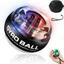 Gyroball Wrist Exerciser Ball, 5 Level Resistance/Light Control, Gyroscopic Forearm Trainer, Strengthening Arms, Fingers, Wrist (Transparent Case)